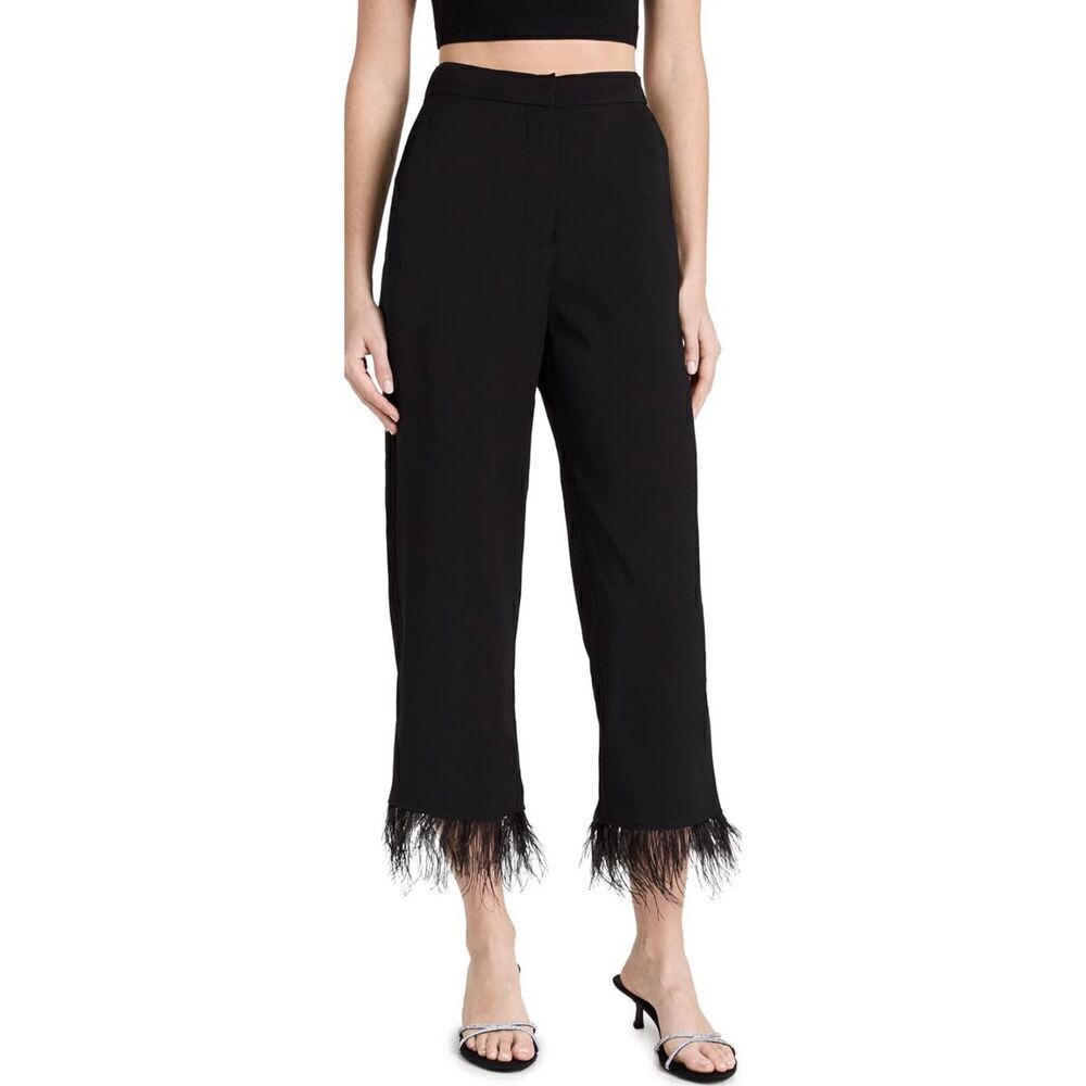 WAYF Pants‎ Size Extra Small Black Feather Hem Elastic Waistband High Rise NWT